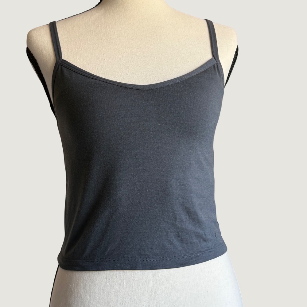 Ridge Merino Bralette Cami Women M Gray Cropped Wool Blend Base Layer Natural - Picture 2 of 11